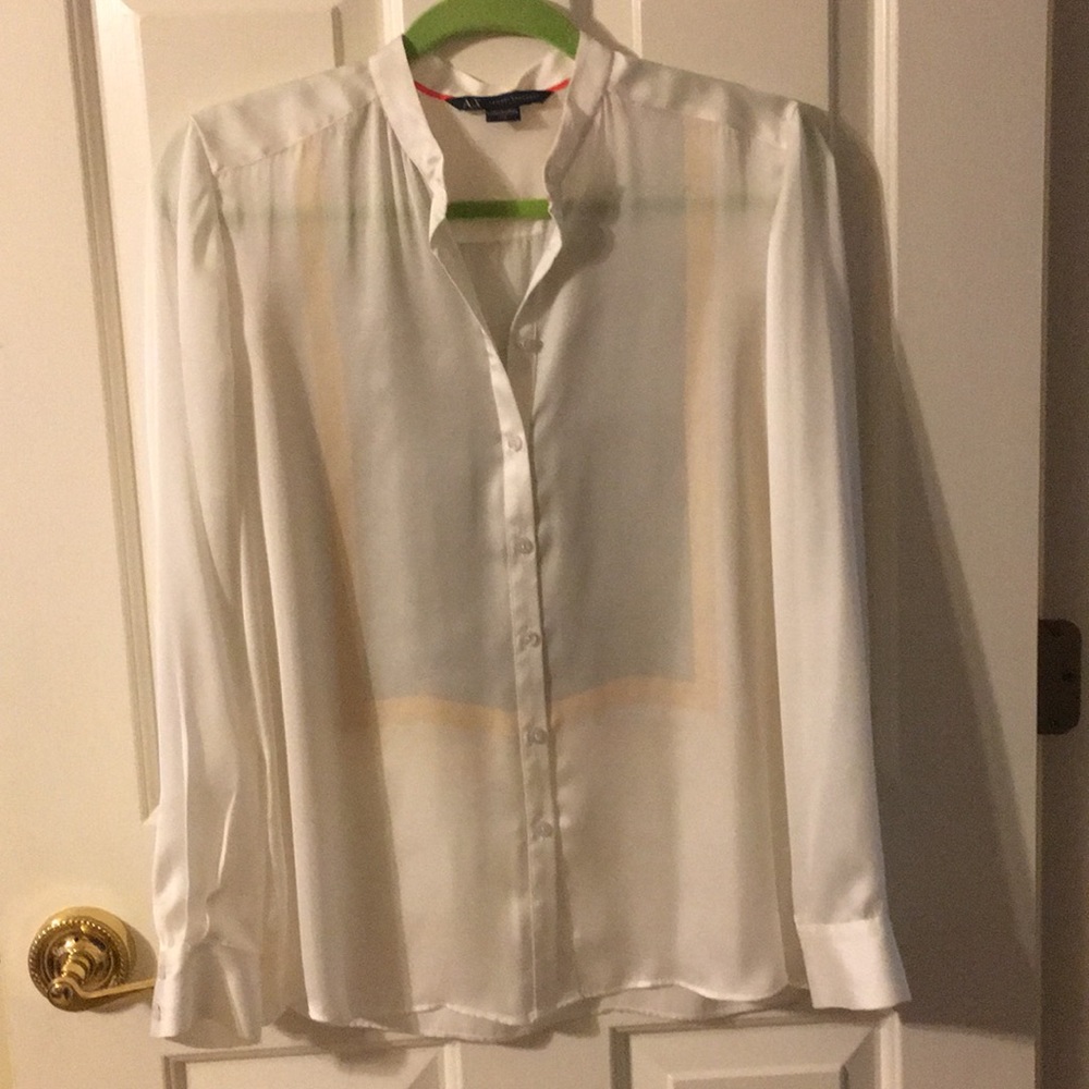 Armani Exchange button down silk top